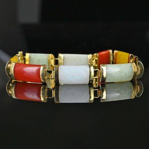 Vintage Multi Color Gold Jade Bracelet - Boylerpf