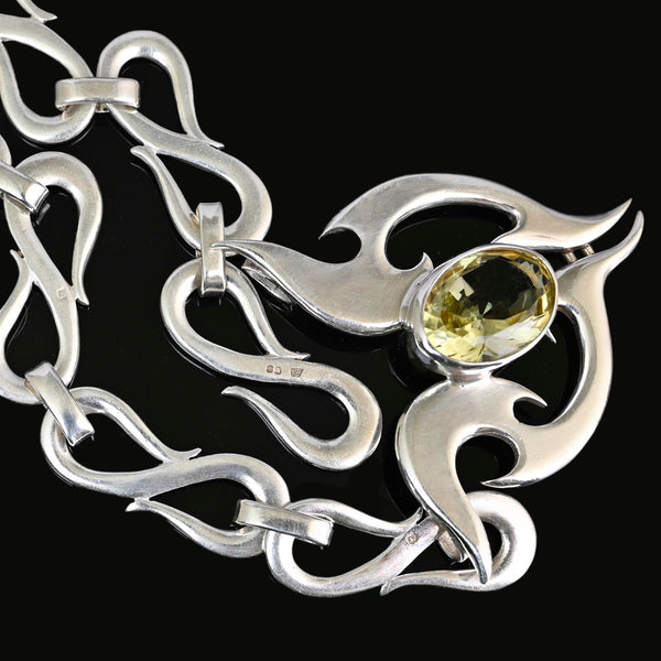 Amanda Birkett Sterling Silver Citrine Modernist Necklace