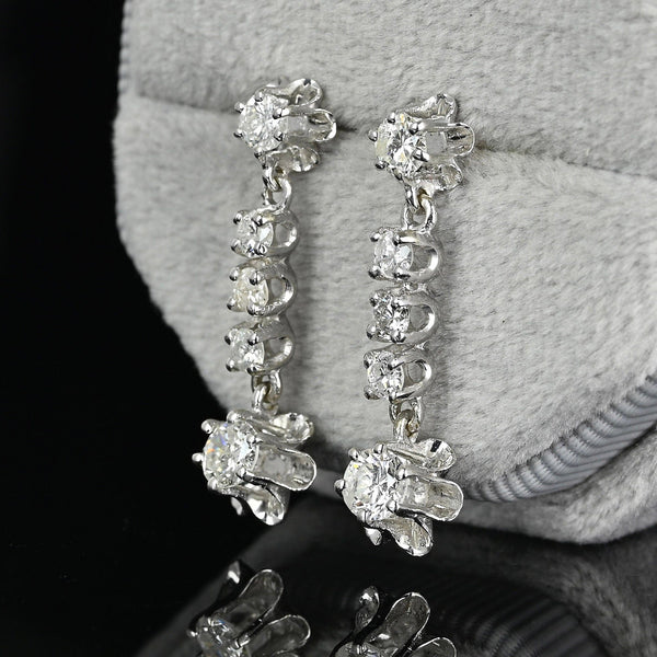 Vintage Art Deco Style 1.5 CTW Diamond Dangle Earrings - Boylerpf