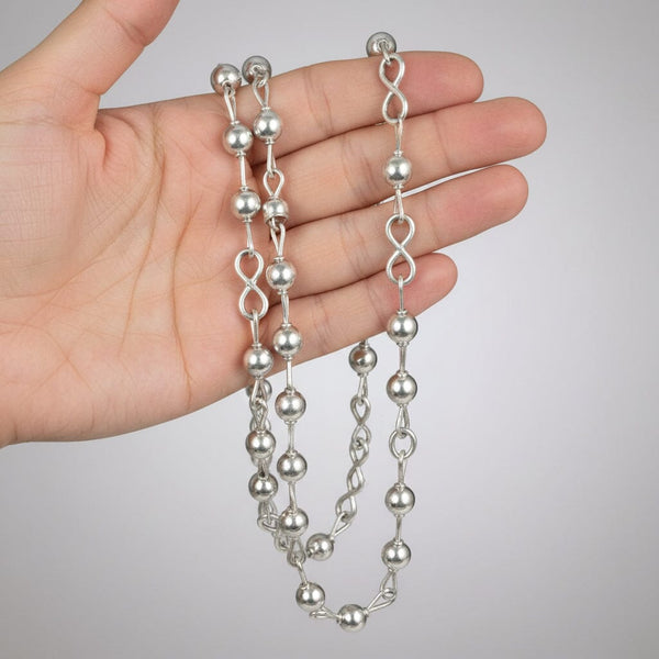 Vintage Mexican Sterling Silver Ball & Infinity Chain Necklace