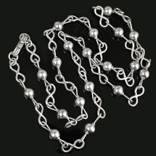 Vintage Mexican Sterling Silver Ball & Infinity Chain Necklace