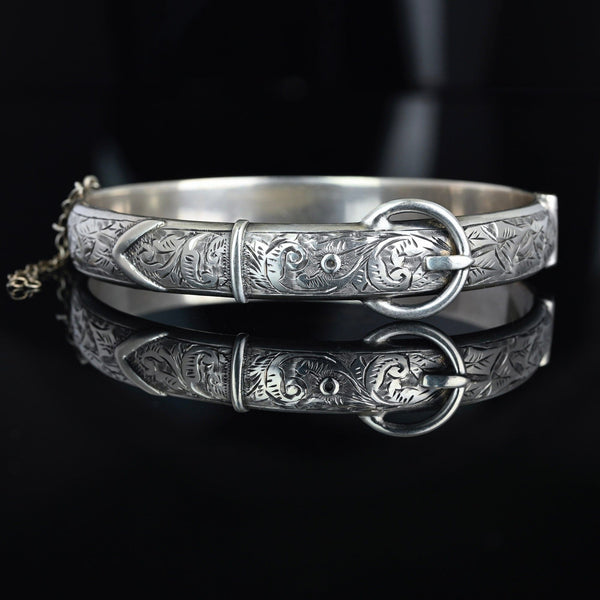 Antique Silver Buckle Bracelet Bangle, Circa 1909