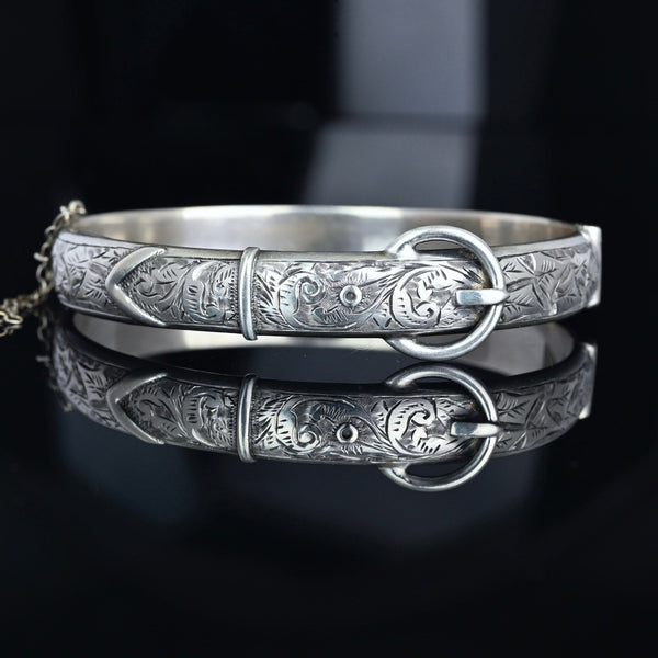 Antique Silver Buckle Bracelet Bangle, Circa 1909