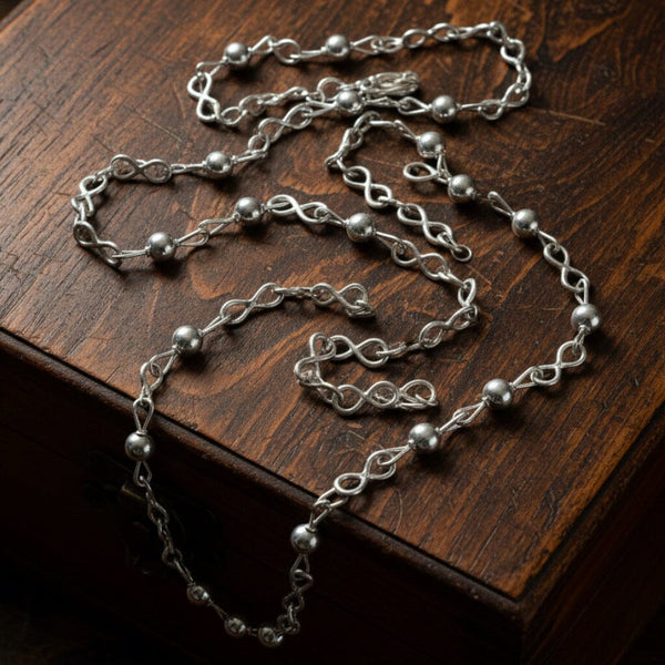 Vintage Mexican Sterling Silver Ball & Infinity Chain Necklace