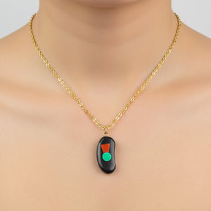 Gold Scottish Pietra Dura Thistle Bean Charm Pendant - Boylerpf