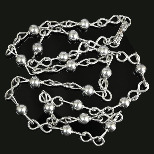 Vintage Mexican Sterling Silver Ball & Infinity Chain Necklace