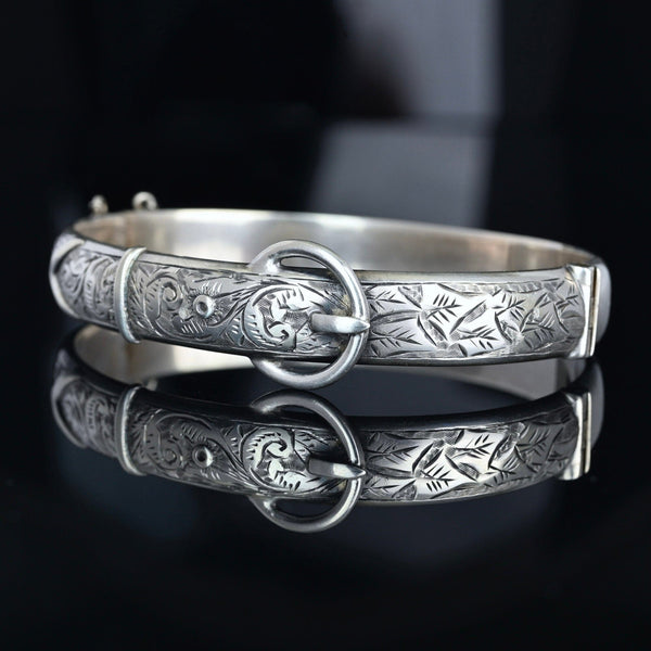 Antique Silver Buckle Bracelet Bangle, Circa 1909