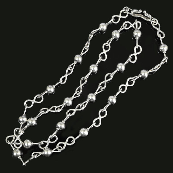 Vintage Mexican Sterling Silver Ball & Infinity Chain Necklace