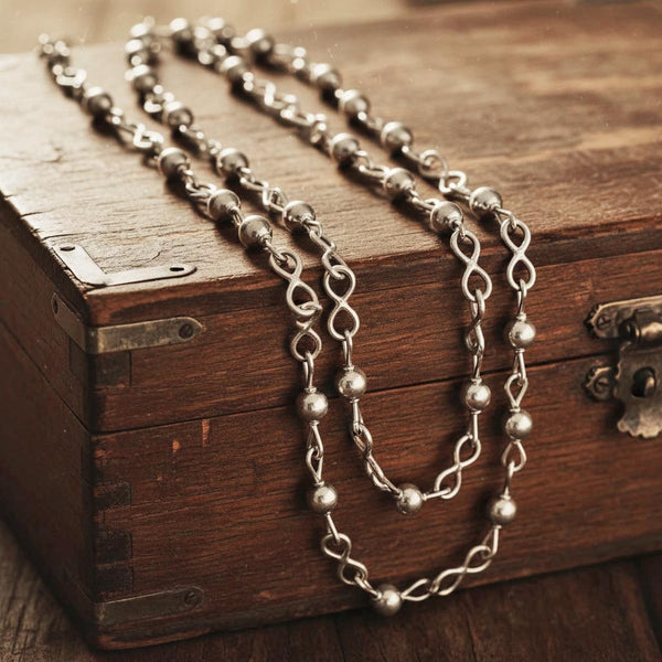 Vintage Mexican Sterling Silver Ball & Infinity Chain Necklace
