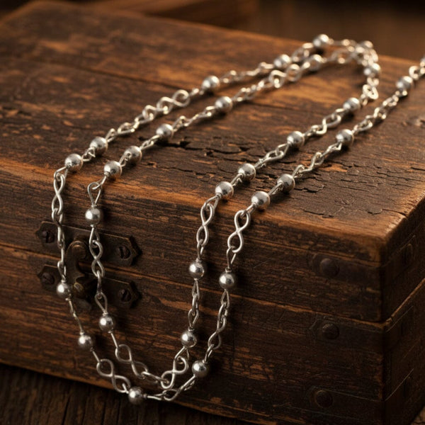 Vintage Mexican Sterling Silver Ball & Infinity Chain Necklace