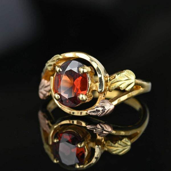 Vintage Bypass Style Black Hills Gold Garnet Ring - Boylerpf