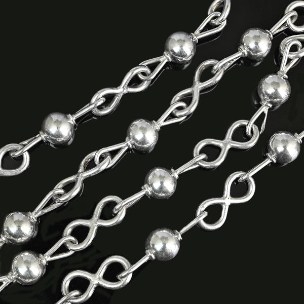 Vintage Mexican Sterling Silver Ball & Infinity Chain Necklace