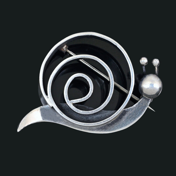 Vintage Bill Tendler Sterling Silver Snail Brooch Pin, Modernist