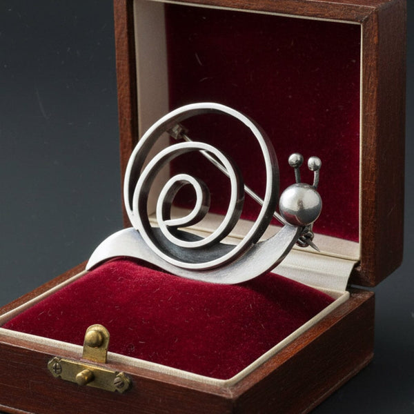 Vintage Bill Tendler Sterling Silver Snail Brooch Pin, Modernist