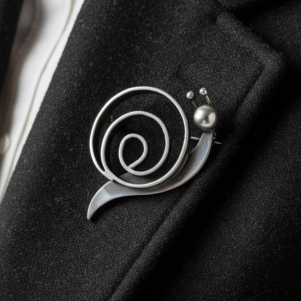 Vintage Bill Tendler Sterling Silver Snail Brooch Pin, Modernist