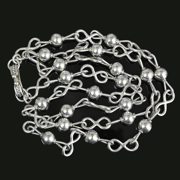 Vintage Mexican Sterling Silver Ball & Infinity Chain Necklace