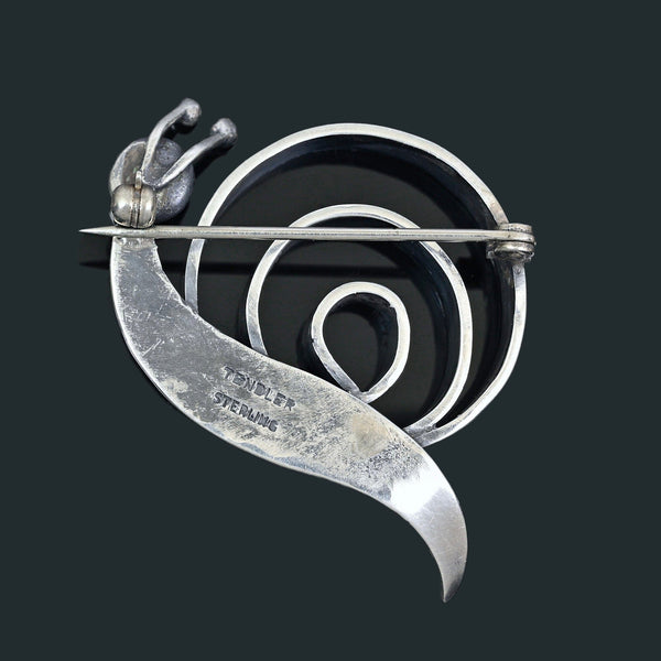Vintage Bill Tendler Sterling Silver Snail Brooch Pin, Modernist