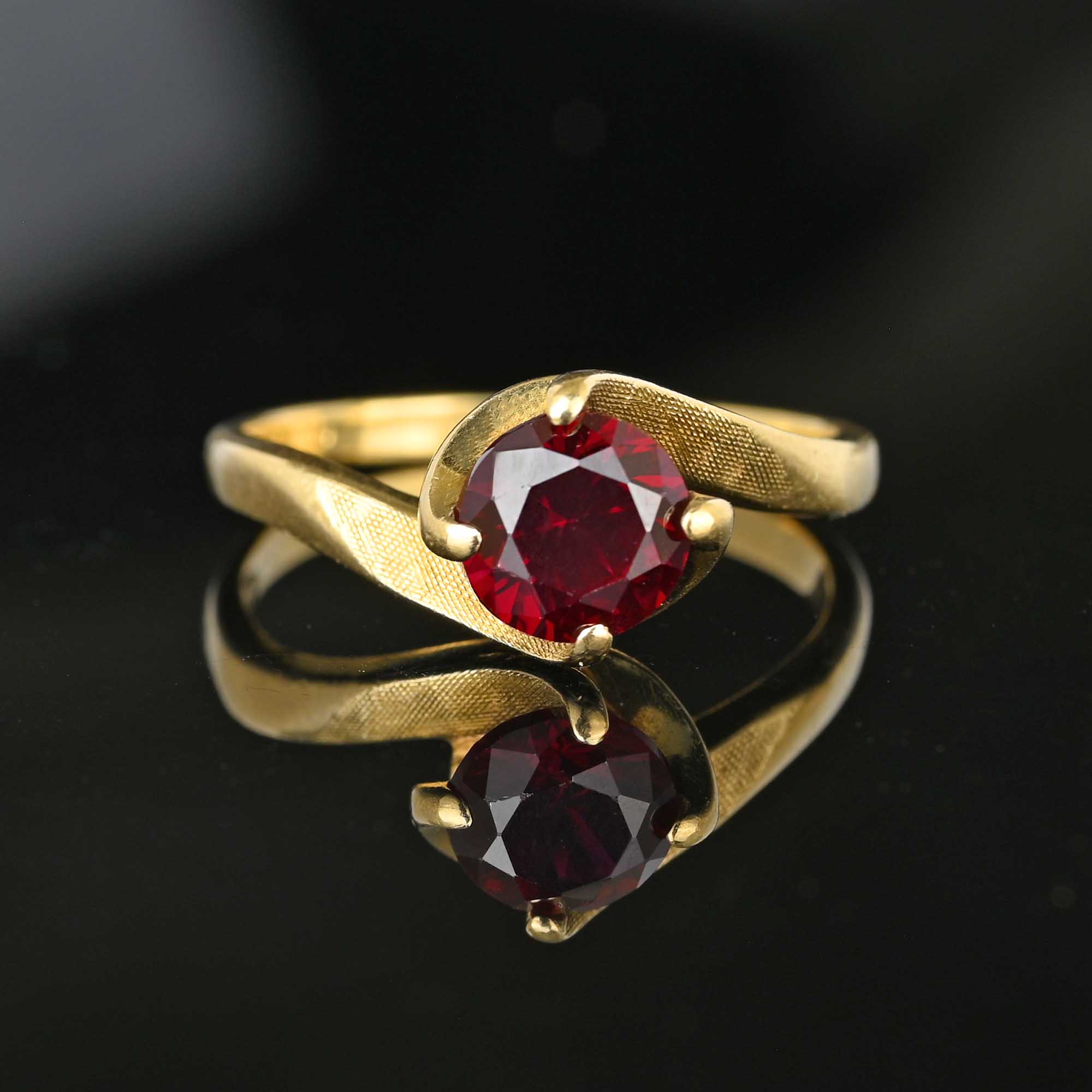 Vintage cheapest Gold O/Sterling Double Ruby Bypass Ring