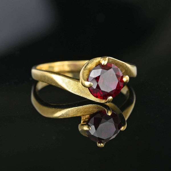 Vintage 10K Gold Bypass Ruby Solitaire Ring - Boylerpf