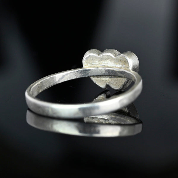 Vintage Silver Cobalt Blue Enamel Double Heart Ring - Boylerpf