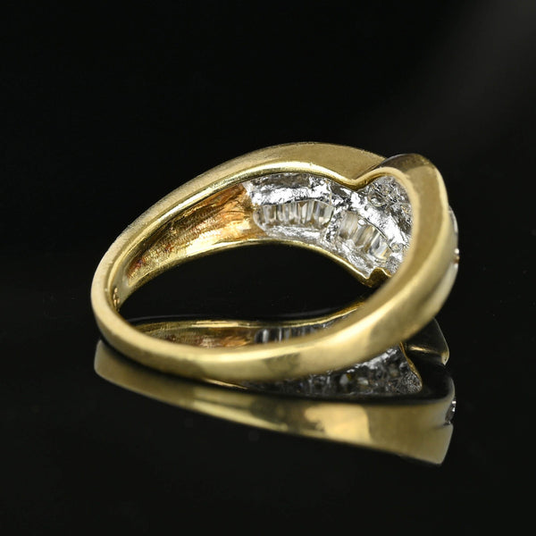 Vintage 14K Gold Chevron Wishbone 1CTW Diamond Ring - Boylerpf