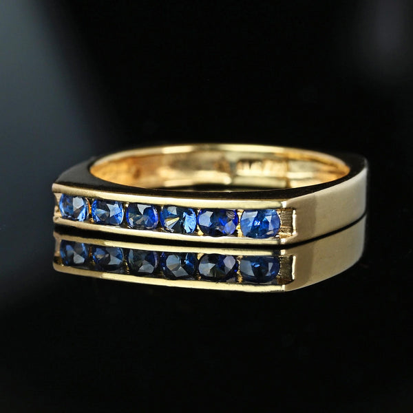 Vintage 14K Gold Euro Shank Sapphire Ring Band - Boylerpf