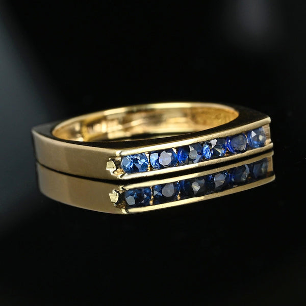 Vintage 14K Gold Euro Shank Sapphire Ring Band - Boylerpf