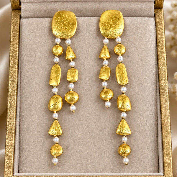 Atelier Janiyé 22K Gold Freshwater Pearl Chandelier Earrings