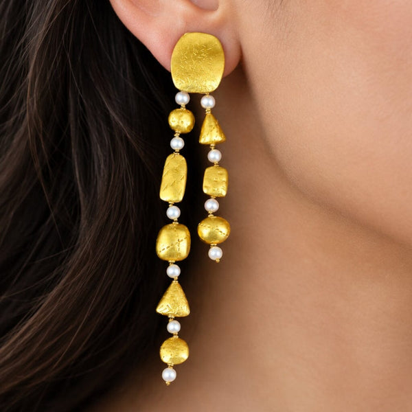 Atelier Janiyé 22K Gold Freshwater Pearl Chandelier Earrings