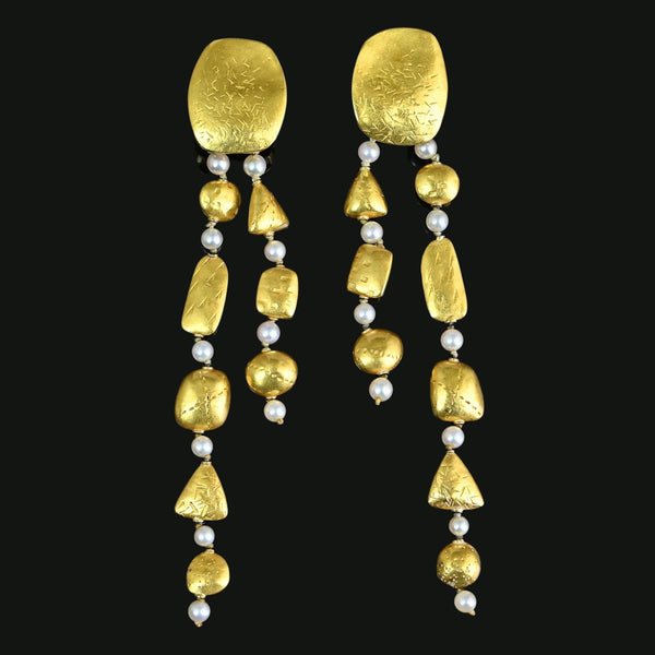 Atelier Janiyé 22K Gold Freshwater Pearl Chandelier Earrings
