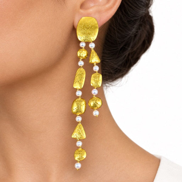 Atelier Janiyé 22K Gold Freshwater Pearl Chandelier Earrings