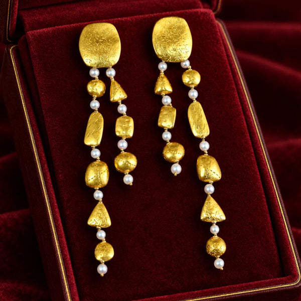 Atelier Janiyé 22K Gold Freshwater Pearl Chandelier Earrings
