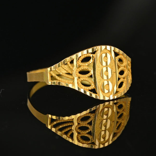 Vintage 21K Gold Diamond Cutout Textured Filigree Ring - Boylerpf