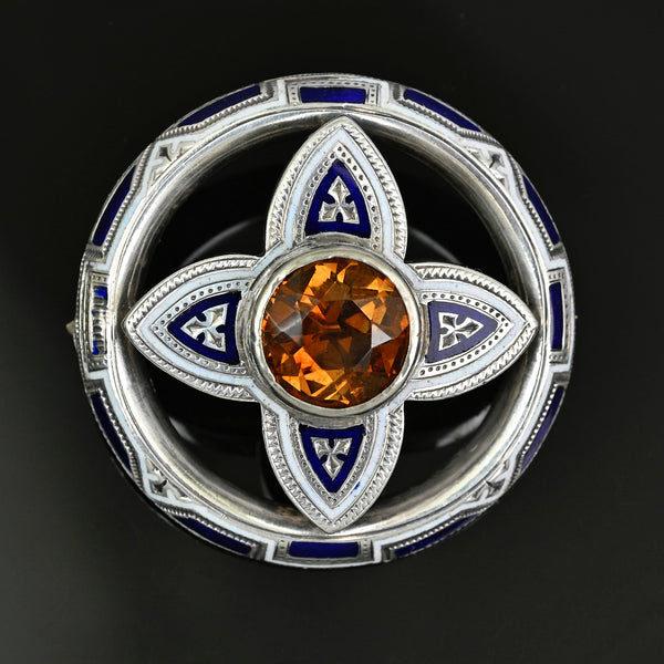 Antique Victorian Scottish Cairngorm Citrine Brooch