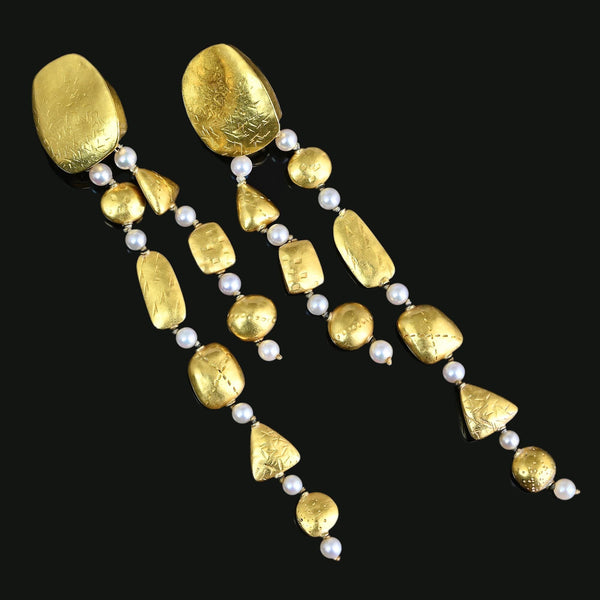 Atelier Janiyé 22K Gold Freshwater Pearl Chandelier Earrings