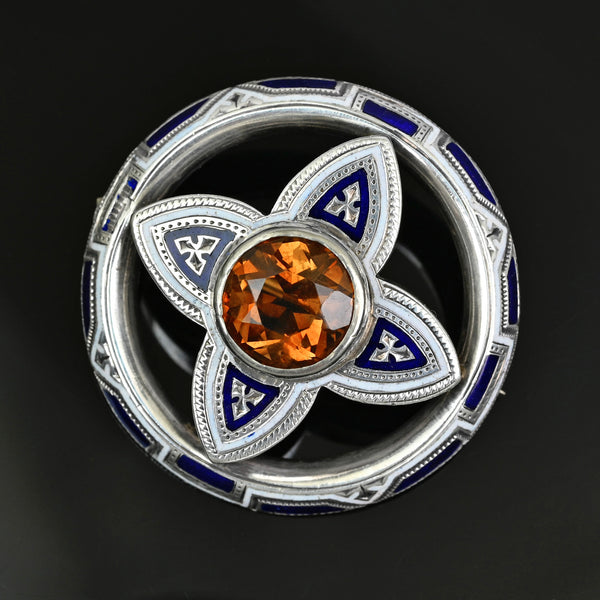 Antique Victorian Scottish Cairngorm Citrine Brooch