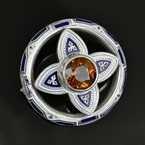 Antique Victorian Scottish Cairngorm Citrine Brooch