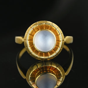 Vintage 18K Gold Target Moonstone Cabochon Ring - Boylerpf