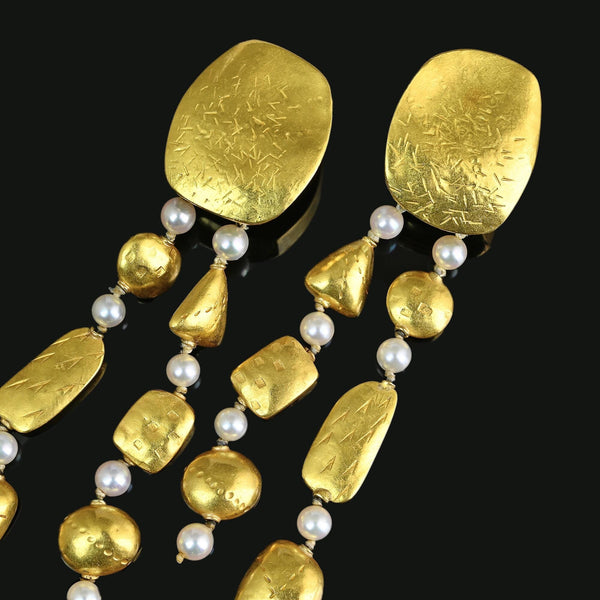 Atelier Janiyé 22K Gold Freshwater Pearl Chandelier Earrings