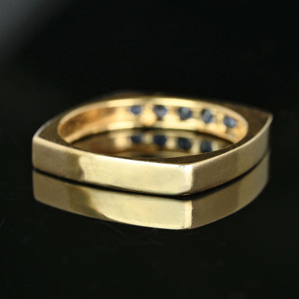 Vintage 14K Gold Euro Shank Sapphire Ring Band - Boylerpf