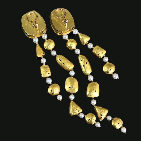 Atelier Janiyé 22K Gold Freshwater Pearl Chandelier Earrings