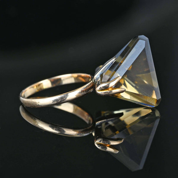 Vintage 14K Gold Fancy Cut Smoky Quartz Ring - Boylerpf