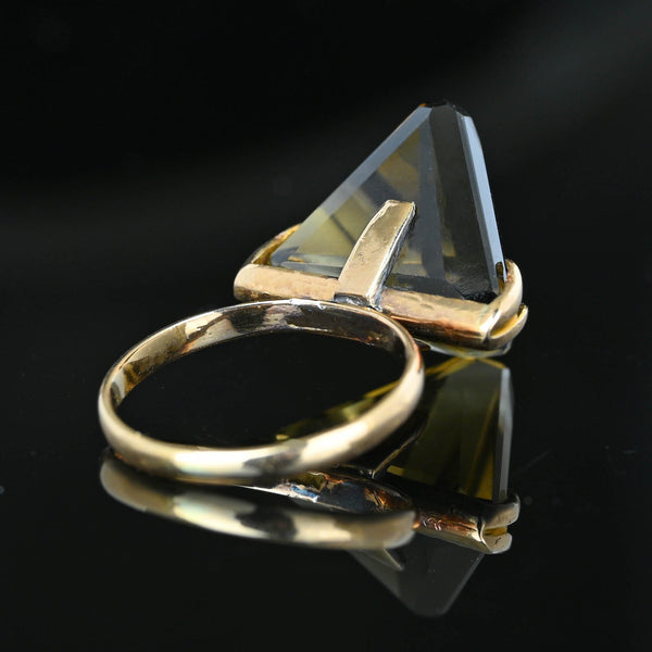 Vintage 14K Gold Fancy Cut Smoky Quartz Ring - Boylerpf