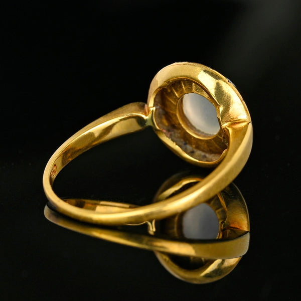 Vintage 18K Gold Target Moonstone Cabochon Ring - Boylerpf