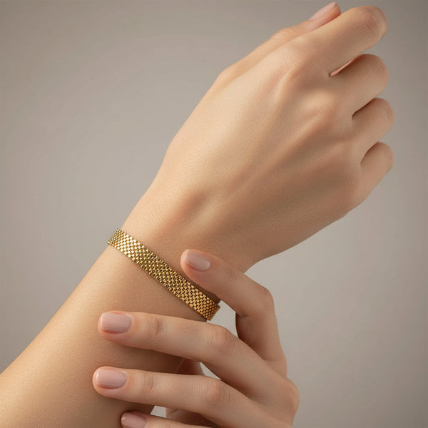Vintage 9K Gold Bismark Chain Bracelet 7.5 Inches