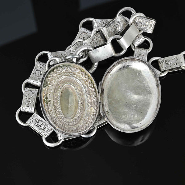 antique vtg sterling silver ornate necklace pendant victorian style engrave
