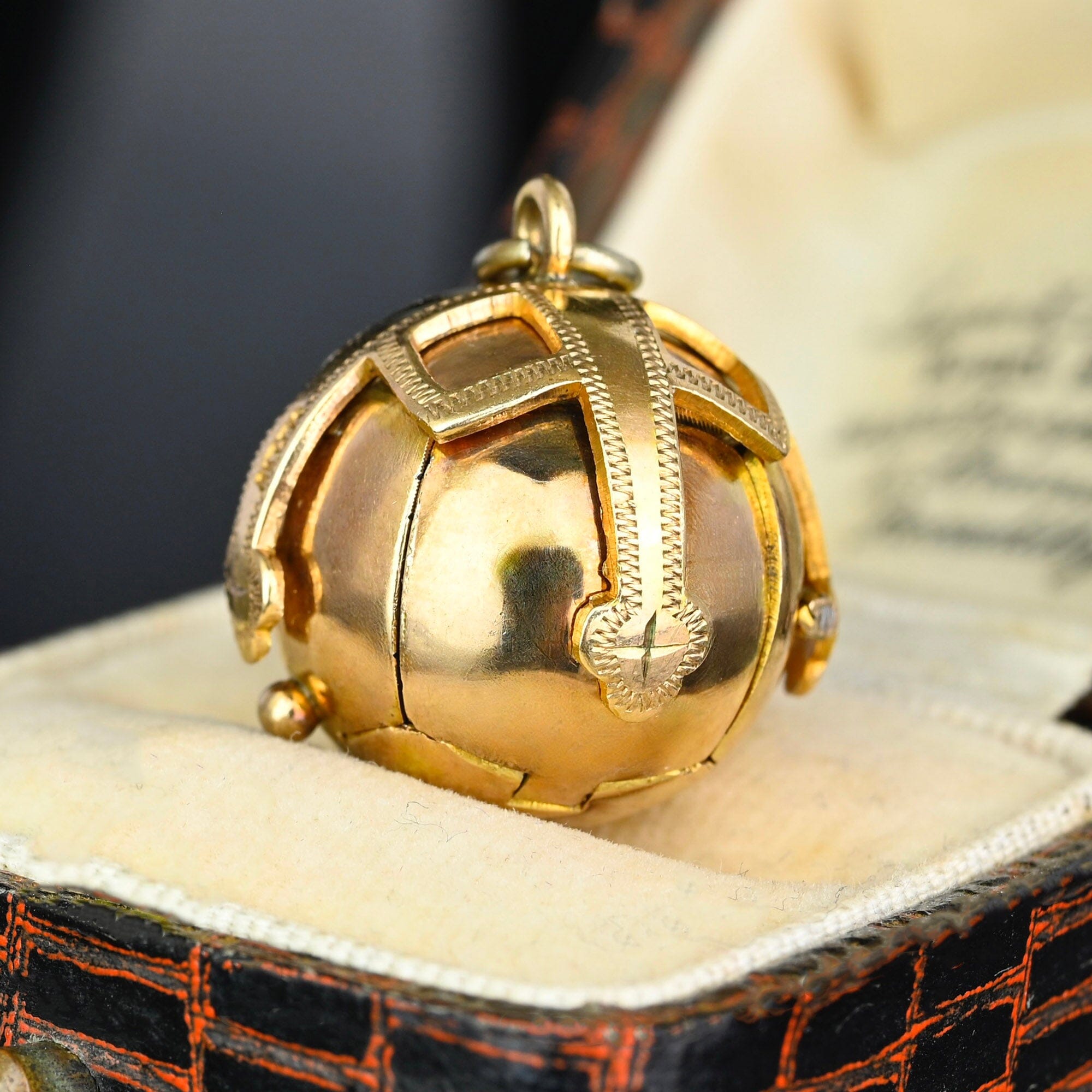 Antique Gold Masonic Orb Ball Pendant, Opening Cross – Boylerpf