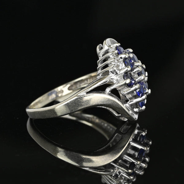 Vintage Diamond Accent Blue Sapphire Cluster Ring - Boylerpf