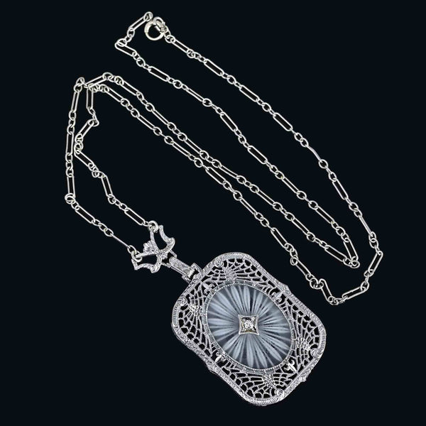 Art Deco Rock Crystal Starburst Diamond Necklace - Boylerpf