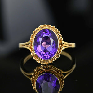 Fine Vintage 2.5 CTW Natural Amethyst Ring in Gold - Boylerpf